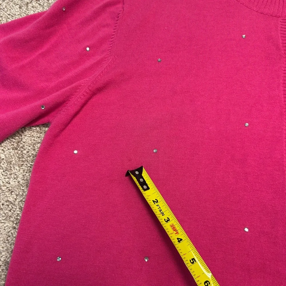 The Quacker Factory Pink Rhinestone Button Front Cardigan Sweater Women's 2X